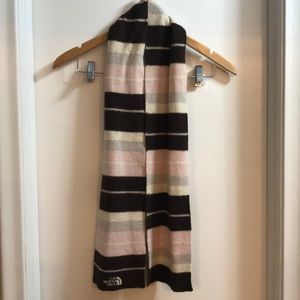 North Face scarf. Brown, pink, grey, cream.